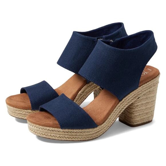 Toms Shoes - NIB Toms Majorca Rope Platform Block Heel Sandals 9 40 Navy Basket Weave